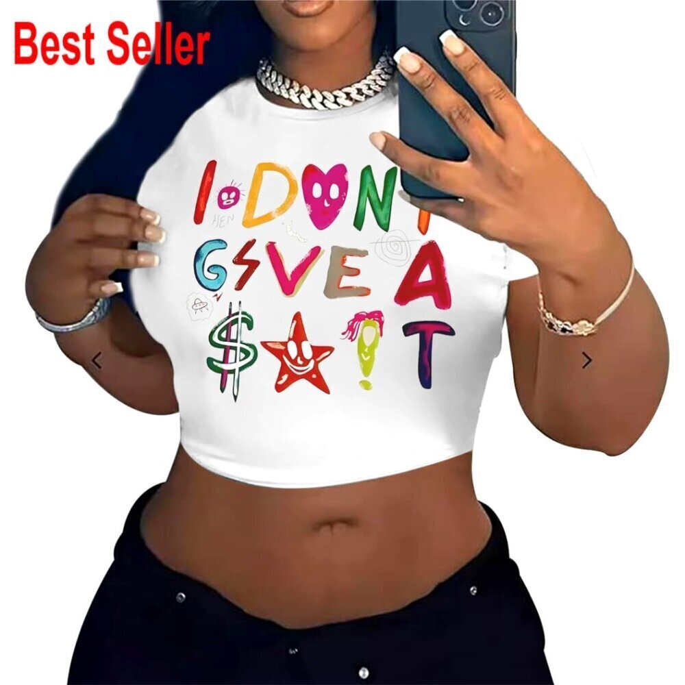 Y2K Graphic Crop Top Cotton Baby Tee Fairy Grunge Summer Aesthetic